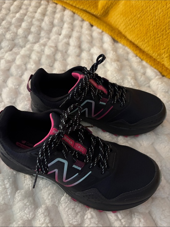 New Balance Shoes - New Balance Black Sneakers with Pink & Light Blue Accents